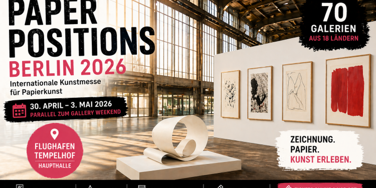 paper positions berlin 2026 im Flughafen Tempelhof – Kunstmesse mit Papierkunst, Zeichnungen und internationalen Galerien in der Haupthalle