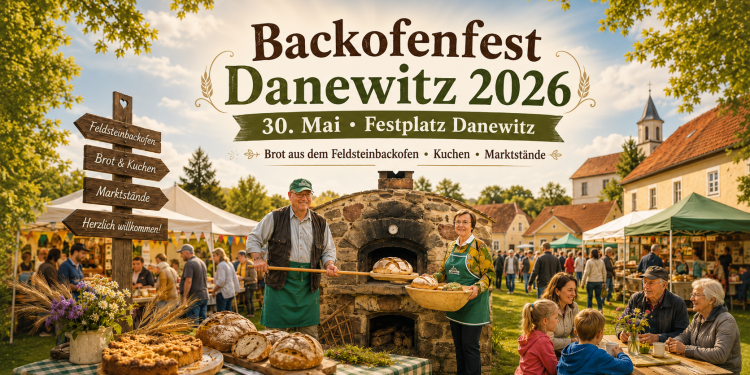 Backofenfest Danewitz 2026 mit Feldsteinbackofen, frischem Brot, Kuchen und Marktständen