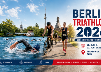 Berlin Triathlon 2026 am Treptower Park mit Schwimmen, Radfahren und Laufen