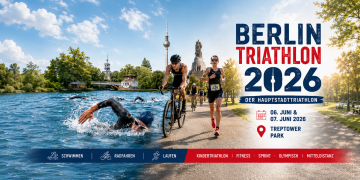 Berlin Triathlon 2026 am Treptower Park mit Schwimmen, Radfahren und Laufen