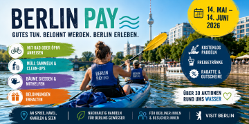 BerlinPay 2026 in Berlin mit kostenlos paddeln auf der Spree Freigetränken Rabatten Clean-ups und nachhaltigen Wasseraktionen