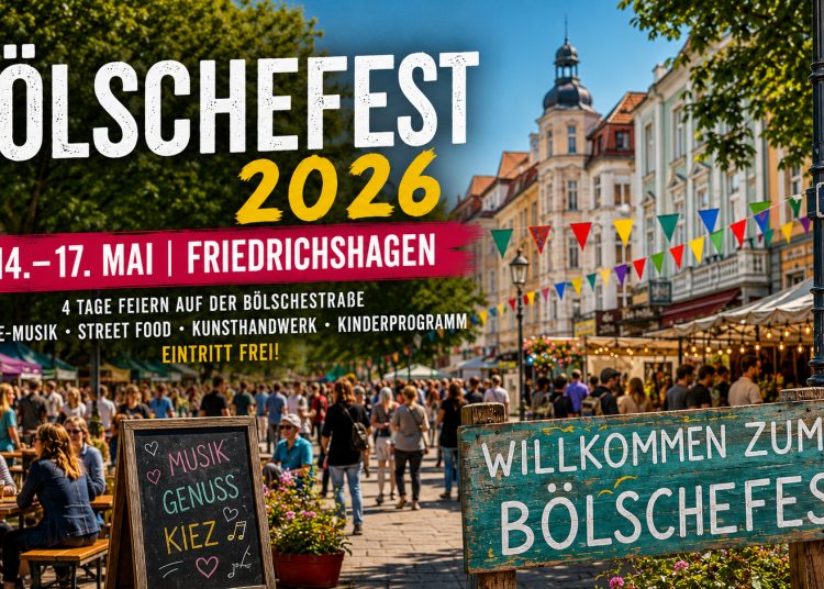 Bölschefest 2026 in Berlin-Friedrichshagen mit Live-Musik, Street Food, Kunsthandwerk und Kinderprogramm auf der Bölschestraße