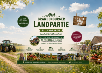 Brandenburger Landpartie 2026 mit offenen Bauernhöfen regionalen Produkten Tieren und Familienprogramm