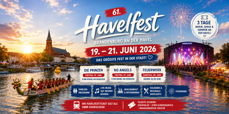 Havelfest 2026 in Brandenburg an der Havel mit Bühnen am Havelufer Die Prinzen No Angels Familienprogramm und Sommerstimmung