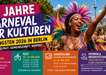 Karneval der Kulturen 2026 in Berlin mit buntem Umzug, Straßenfest am Blücherplatz, Musik, Tanz, Kostümen und 30 Jahre Jubiläum.