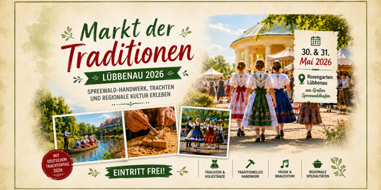 Markt der Traditionen Lübbenau 2026 im Spreewald mit Trachten, Handwerk und regionaler Kultur