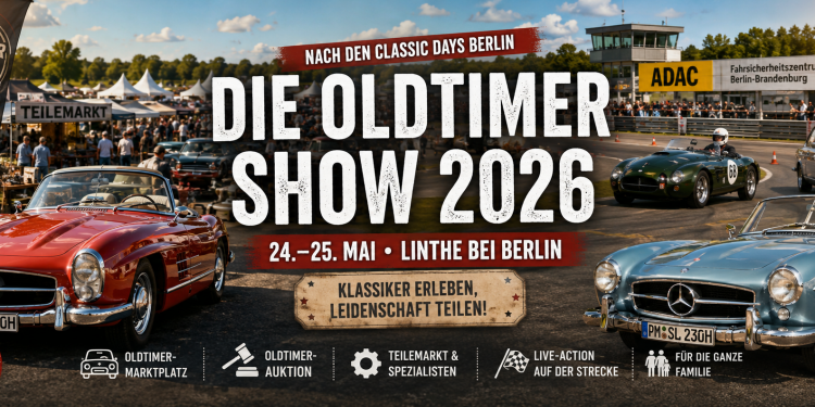 Oldtimer Show 2026 in Linthe mit klassischen Fahrzeugen Teilemarkt Auktion und Familienprogramm