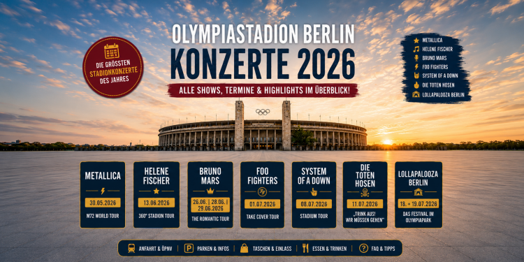 Olympiastadion Berlin Konzerte 2026 mit Metallica Helene Fischer Bruno Mars Foo Fighters und weiteren Highlights