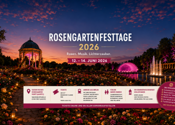 Rosengartenfesttage 2026 im Ostdeutschen Rosengarten Forst mit Rosen Lichtern Musik und Lasershow