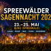 Spreewälder Sagennacht 2026 in Burg Spreewald mit Open Air Bühne Bismarckturm Sagenwelt und Feuerwerk
