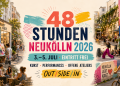 Bunte Neuköllner Straßenszene mit offenen Ateliers, Kunst, Performance und Street Art zum Festival 48 Stunden Neukölln 2026