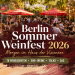 Collage zum Berlin Sommer Weinfest 2026 mit Weinverkostung, Besuchern und DJ im Haus der Visionäre