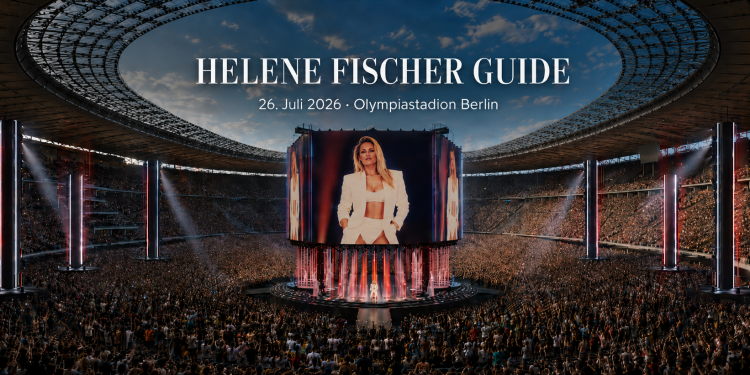 Helene Fischer Guide 2026 für das Konzert im Olympiastadion Berlin mit Stadionbühne, großem Publikum und KI-erstellter Konzertvisualisierung