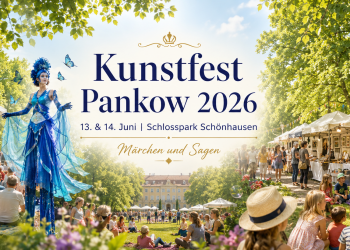 Kunstfest Pankow 2026 im Schlosspark Schönhausen mit Bühne, Kunstständen, Walking Acts, Familienprogramm und Motto Märchen und Sagen