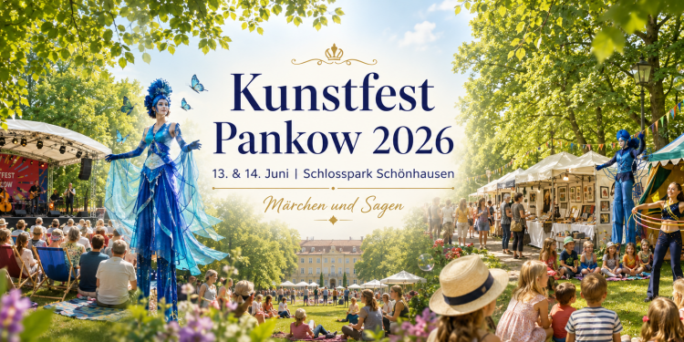 Kunstfest Pankow 2026 im Schlosspark Schönhausen mit Bühne, Kunstständen, Walking Acts, Familienprogramm und Motto Märchen und Sagen