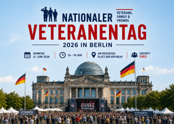 Nationaler Veteranentag 2026 vor dem Reichstag in Berlin mit Bühne, Veteranendorf und kostenlosem Bürgerfest
