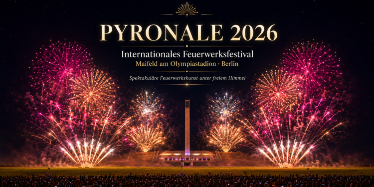 Pyronale 2026 Berlin Feuerwerk über dem Maifeld am Olympiastadion zum 20-jährigen Jubiläum