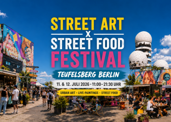 Street Art X Street Food Festival 2026 auf dem Teufelsberg Berlin mit Graffiti, Foodtrucks, Live-Painting und Blick über die Stadt