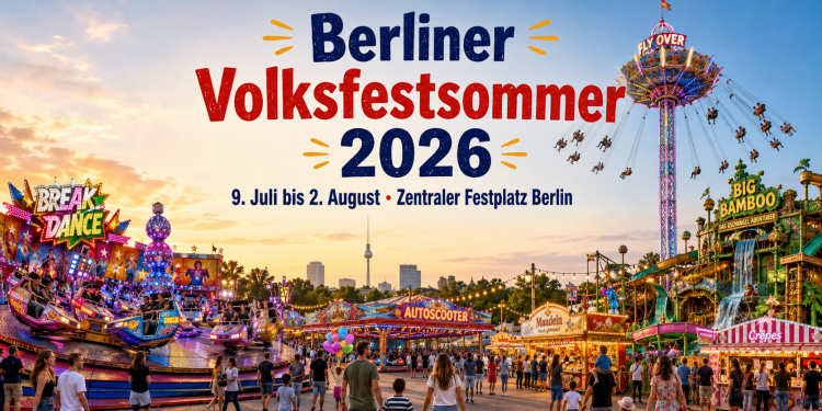 Berliner Volksfestsommer 2026 mit Break Dance, Kettenflieger, Autoscooter und Big Bamboo auf dem Zentralen Festplatz