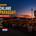 Public Viewing in Berlin zu Deutschland gegen Paraguay mit Fußballfans, Großleinwand und Berliner Fernsehturm