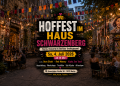 Bunt geschmückter Innenhof des Haus Schwarzenberg mit Street Art, Besuchern und Veranstaltungsplakat zum Hoffest 2026