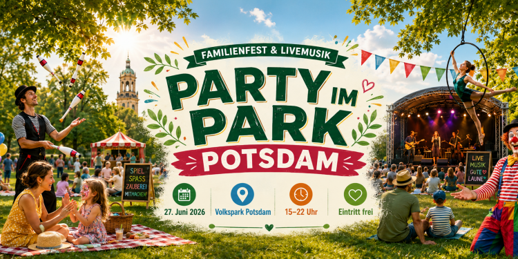 Party im Park Potsdam 2026 mit Familienfest, Jonglage, Zirkus, Livemusik und kostenlosem Programm im Volkspark Potsdam