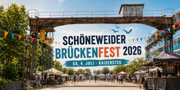 Schöneweider Brückenfest 2026 am Kaisersteg mit Marktständen, Besuchern und Industriekulisse in Schöneweide