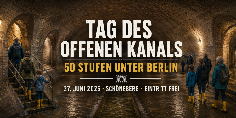 Historischer Backsteinkanal in Berlin-Schöneberg mit Besuchern beim Tag des offenen Kanals 2026