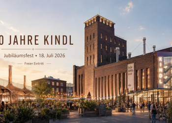 KI-generiertes Beitragsbild zum Jubiläumsfest 10 Jahre KINDL Berlin am 18. Juli 2026
