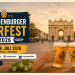 Brandenburger Bierfest 2026 auf dem Luisenplatz in Potsdam mit Biergläsern, Publikum und dem Brandenburger Tor