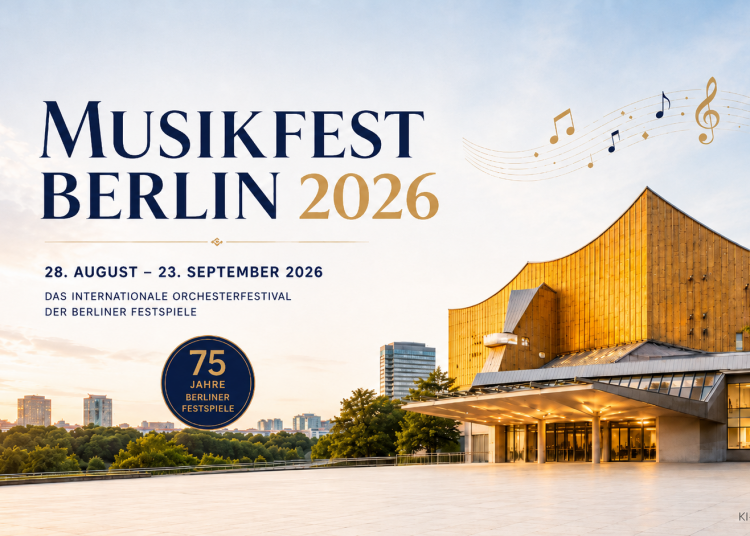 Musikfest Berlin 2026 vor der Berliner Philharmonie mit Fernsehturm und Festivaltermin vom 28. August bis 23. September 2026