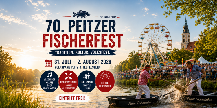 Peitzer Fischerfest 2026 mit Fischerstechen, Riesenrad, Festumzug und Höhenfeuerwerk