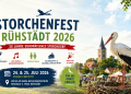 Storchenfest Rühstädt 2026 mit Weißstorch, Dorfkulisse und Familienfest am NABU-Besucherzentrum