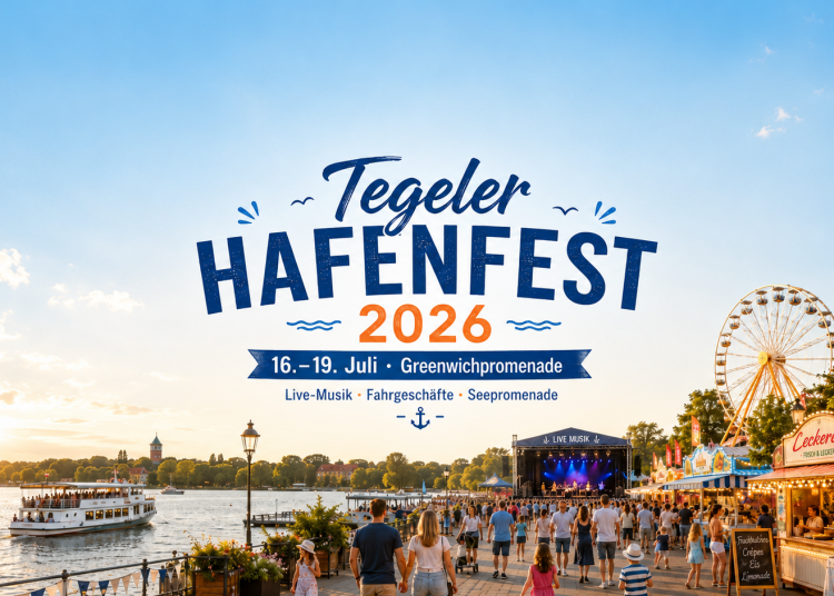 Tegeler Hafenfest 2026 an der Greenwichpromenade mit Bühne, Riesenrad, Fahrgeschäften und Festmeile am Tegeler See