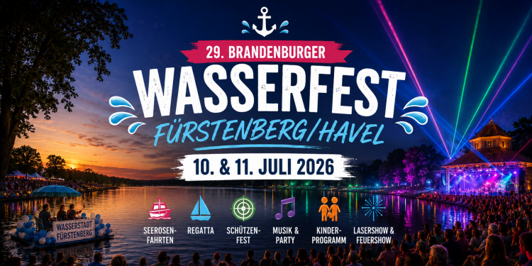 Wasserfest Fürstenberg Havel 2026 am Schwedtsee mit Lasershow und Publikum