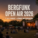 Bergfunk Open Air 2026 in Königs Wusterhausen mit kleiner Festivalbühne, Publikum und Abendstimmung