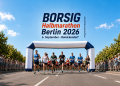 BORSIG Halbmarathon Berlin 2026 mit Startbogen, Läufern und Zuschauern in Reinickendorf