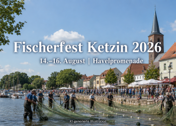 Fischerfest Ketzin 2026 an der Havelpromenade mit Fischern beim traditionellen Fischzug und Besuchern