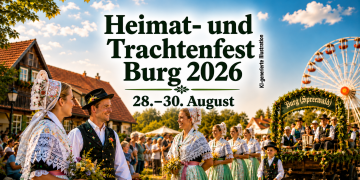 Heimat- und Trachtenfest Burg 2026 mit Trachtengruppen, Festumzug und Riesenrad im Spreewald