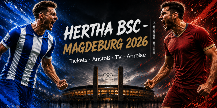 Hertha BSC gegen 1. FC Magdeburg 2026 im Olympiastadion Berlin – Illustration zum Zweitliga-Heimspiel
