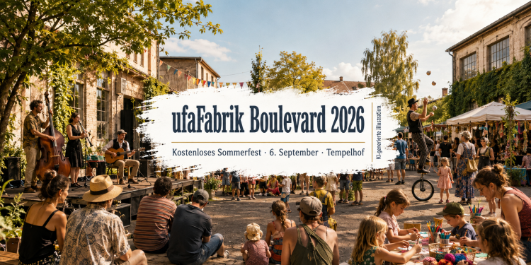 ufaFabrik Boulevard 2026 mit Live-Musik, Straßenkunst, Familienprogramm und Markt in Berlin-Tempelhof