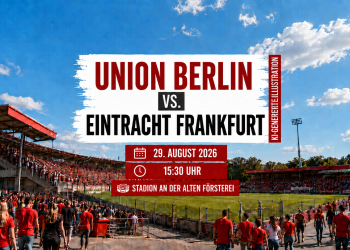 Union Berlin gegen Eintracht Frankfurt 2026 im Stadion An der Alten Försterei mit Fans vor dem Bundesliga-Auftakt