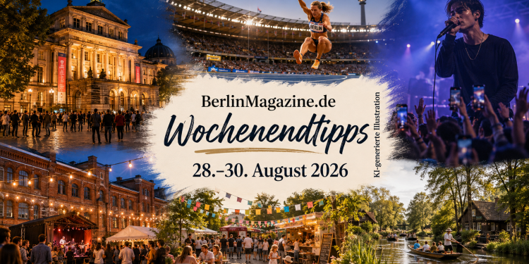 Wochenendtipps für Berlin vom 28. bis 30. August 2026 mit Kultur, Leichtathletik, Konzert, Stadtfest und Brandenburg-Ausflug