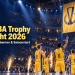 ALBA Trophy Night 2026 mit Meisterbanner und Basketballteam in der Uber Arena