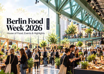KI-generierte Illustration zur Berlin Food Week 2026 mit House of Food im BIKINI BERLIN
