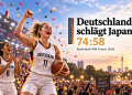 KI-generierte Illustration zum 74:58-Sieg Deutschlands gegen Japan bei der Basketball-WM der Frauen 2026 in Berlin