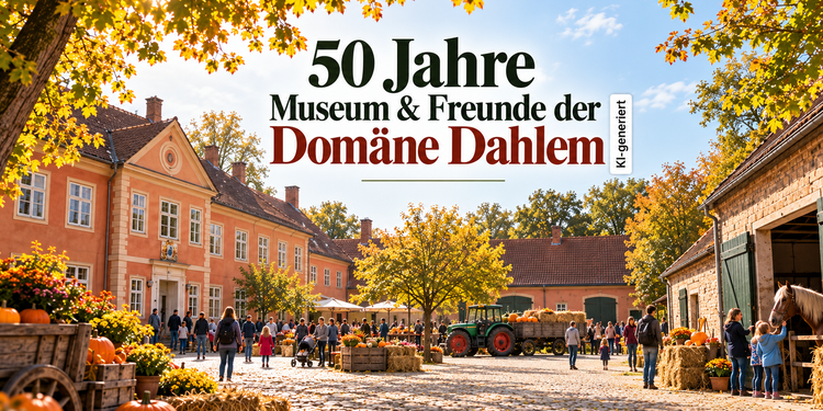 KI-Illustration zum Jubiläumsfest 50 Jahre Museum und Freunde der Domäne Dahlem