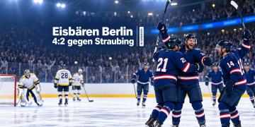 Eisbären Berlin feiern den 4:2-Sieg gegen die Straubing Tigers zum DEL-Saisonstart 2026