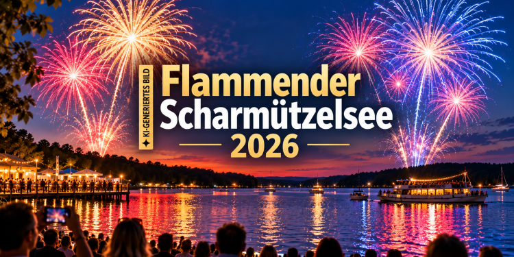Flammender Scharmützelsee 2026 mit Feuerwerk über dem See in Bad Saarow