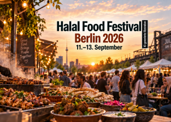Halal Food Festival Berlin 2026 am Gleisdreieck mit Streetfood und Besuchern